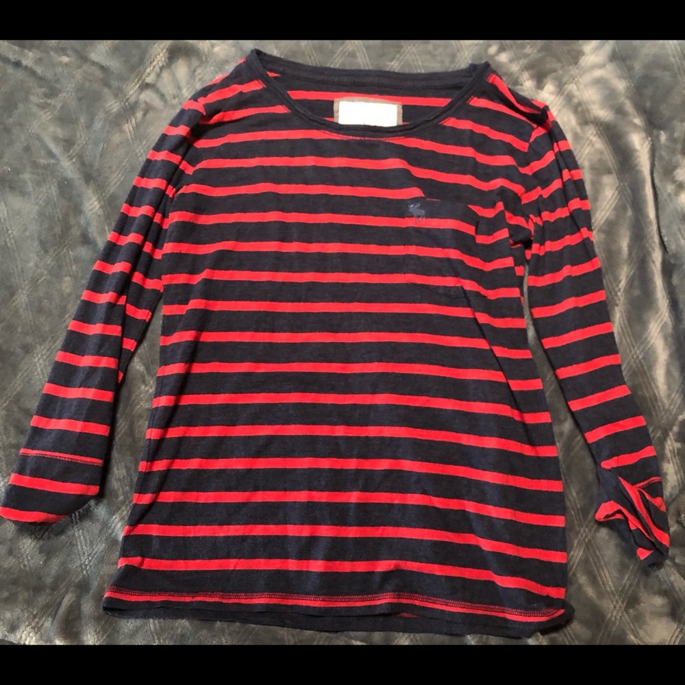 red and black striped long sleeve top